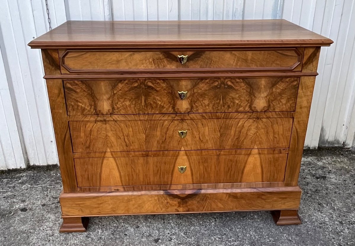 Louis Philippe Chest Of Drawers, Late 19th Century, Burl Walnut-photo-2