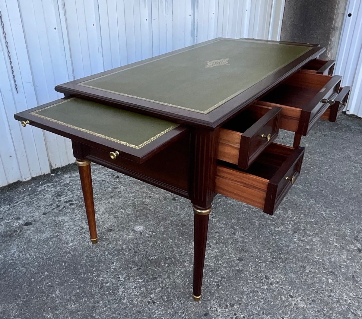 Bureau Plat En Acajou Style Louis XVI Contemporain-photo-7