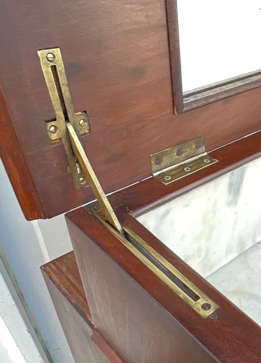 Antique Louis-philippe Chemin De Fer Chest Of Drawers With Marble And Mirror, Late 19th Century -photo-3