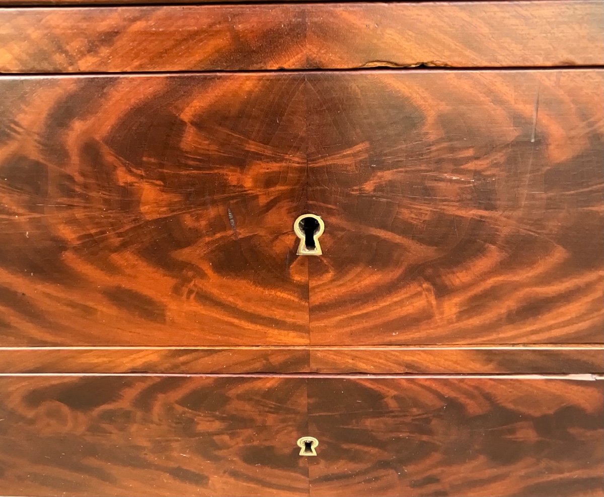 Antique Louis-philippe Chemin De Fer Chest Of Drawers With Marble And Mirror, Late 19th Century -photo-8