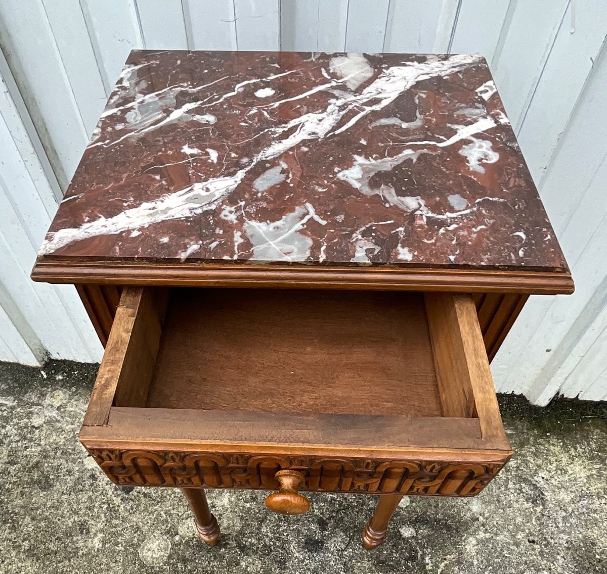 Louis XVI Style Walnut Bedside Table – Early 20th Century-photo-2