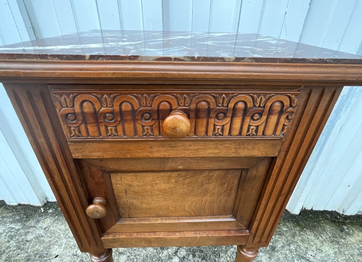 Louis XVI Style Walnut Bedside Table – Early 20th Century-photo-3