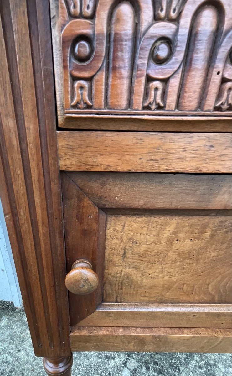 Louis XVI Style Walnut Bedside Table – Early 20th Century-photo-4