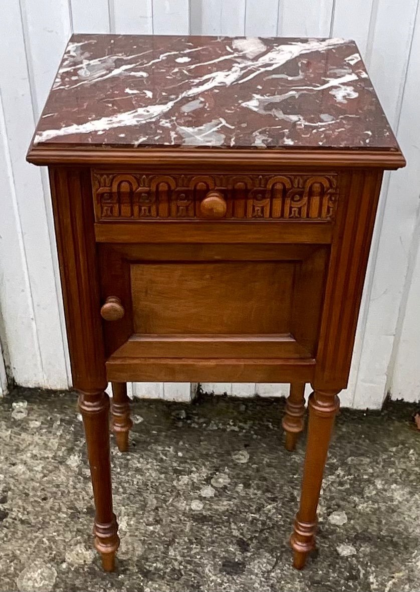 Louis XVI Style Walnut Bedside Table – Early 20th Century-photo-6