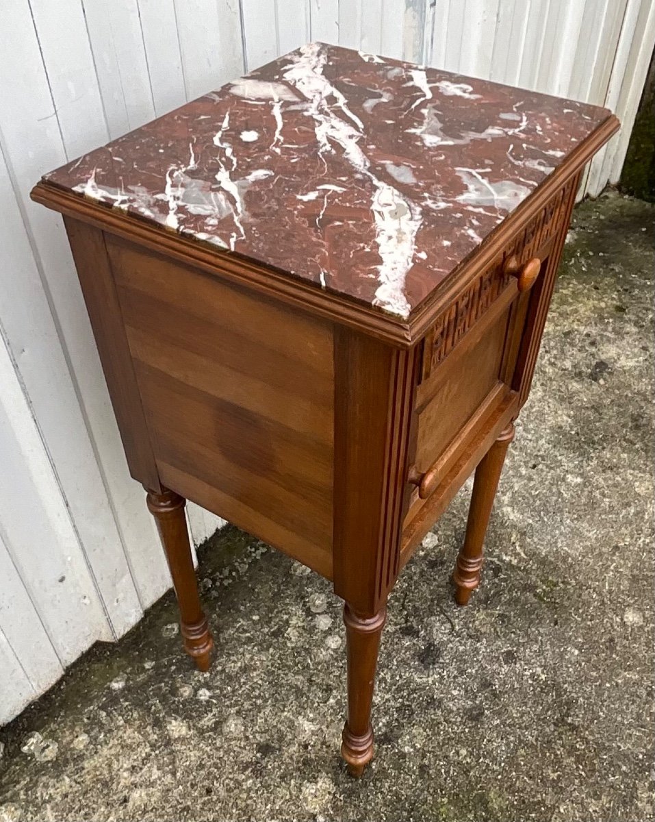 Louis XVI Style Walnut Bedside Table – Early 20th Century-photo-7