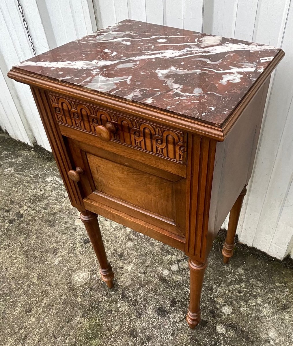 Louis XVI Style Walnut Bedside Table – Early 20th Century