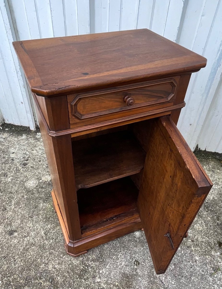 Louis-philippe Bedside Table In Burl Walnut, 19th Century-photo-2