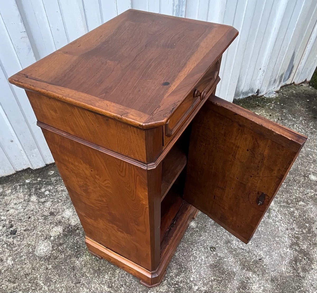 Louis-philippe Bedside Table In Burl Walnut, 19th Century-photo-3