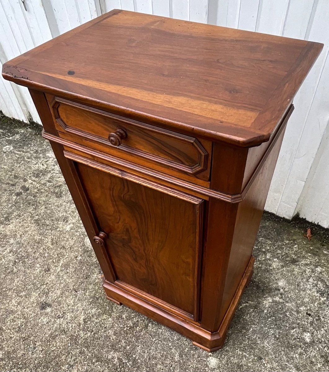 Louis-philippe Bedside Table In Burl Walnut, 19th Century-photo-4