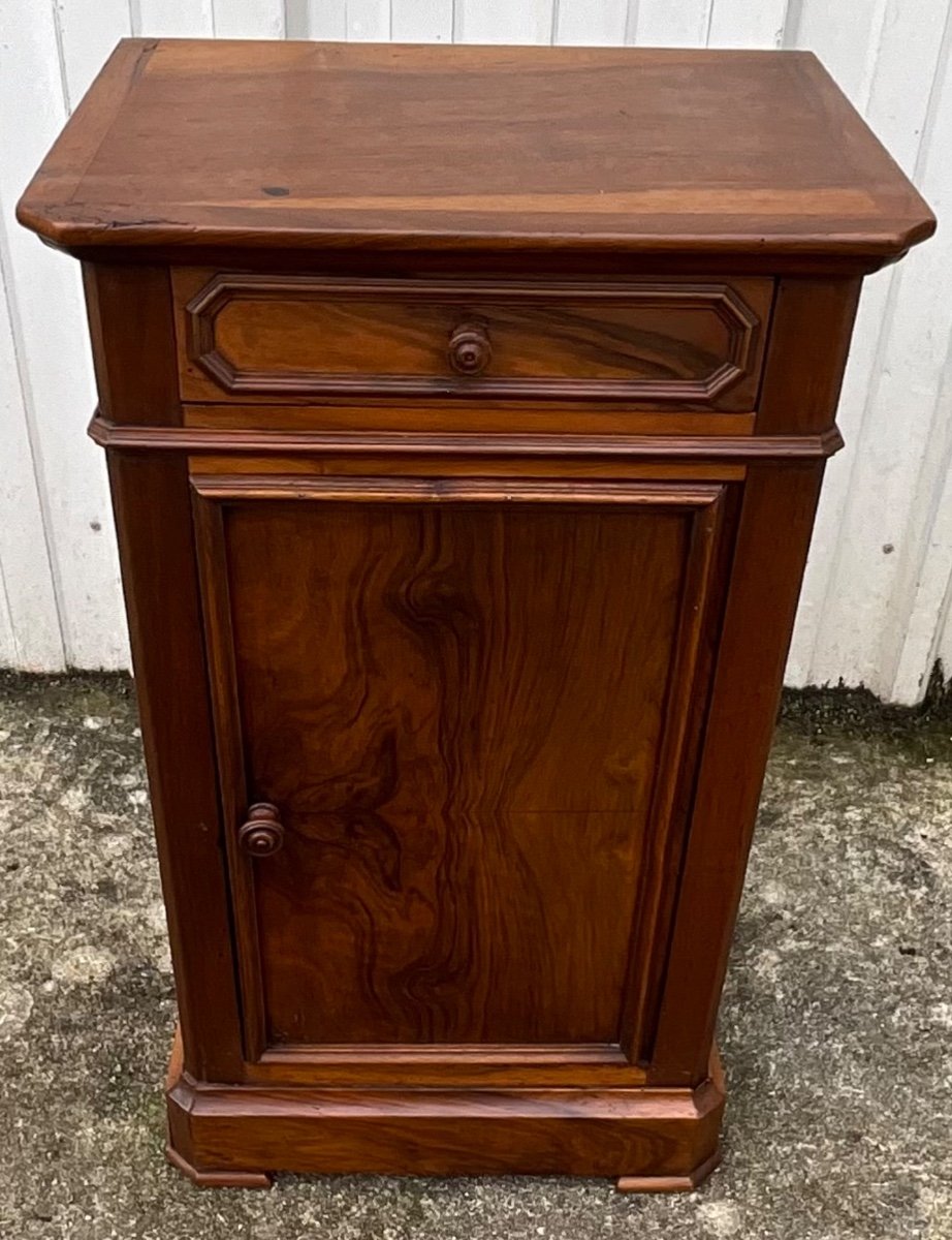 Louis-philippe Bedside Table In Burl Walnut, 19th Century