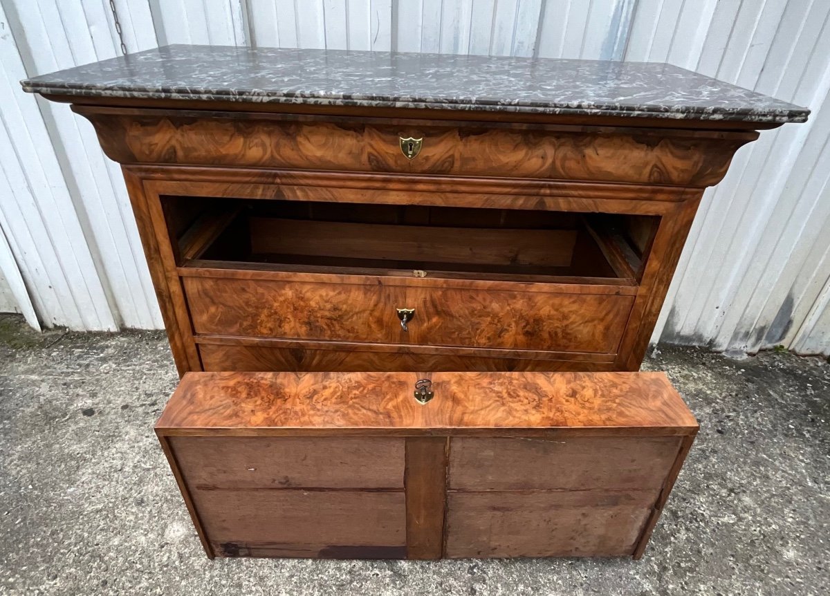 Commode Louis-philippe En Ronce De Noyer – Milieu Du XIXe Siècle-photo-6