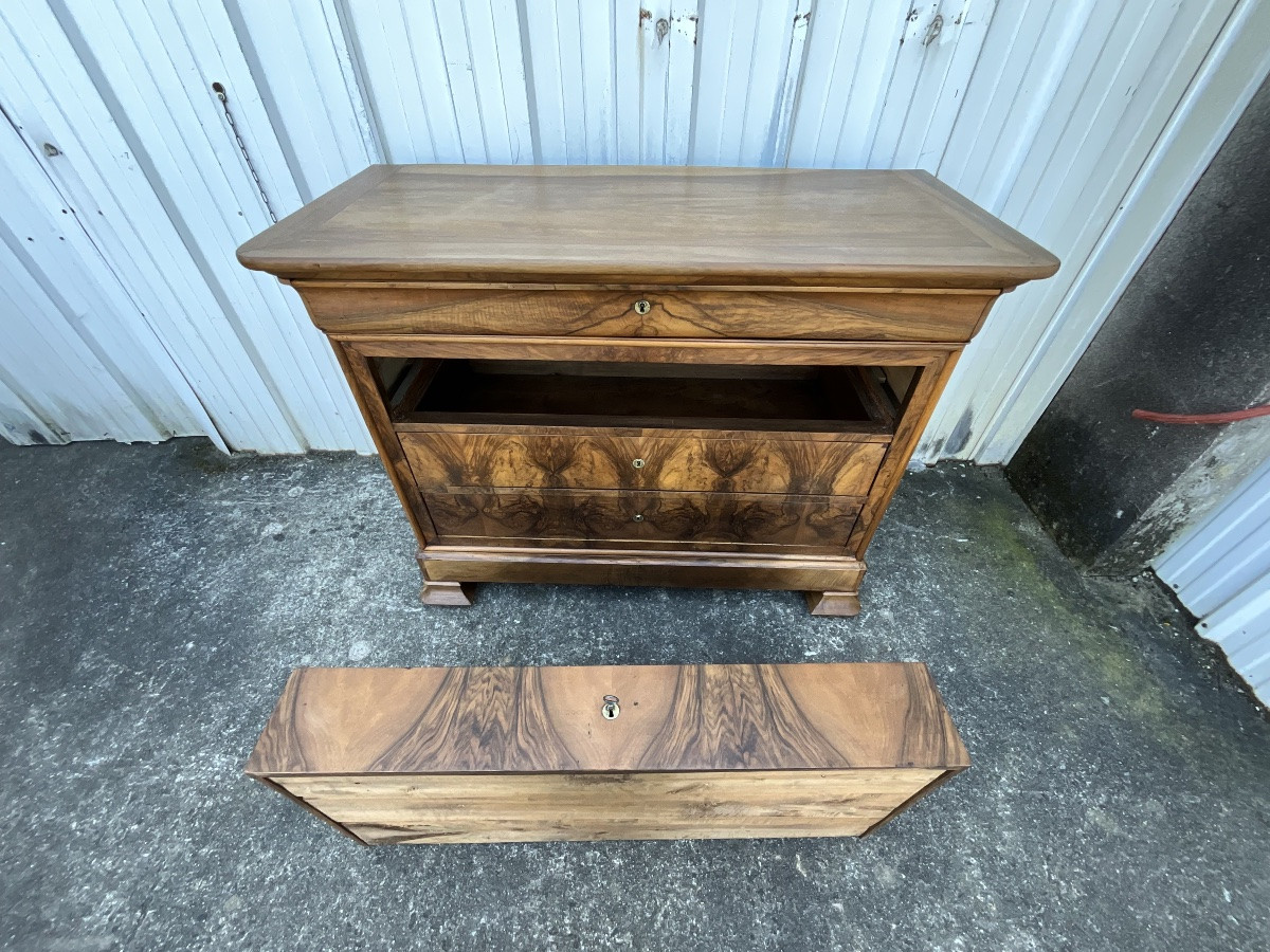 Louis-philippe Chest Of Drawers In Burr Walnut, Mid-19th Century -photo-1