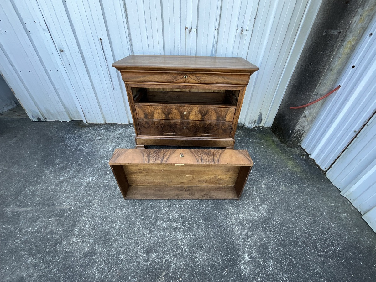 Louis-philippe Chest Of Drawers In Burr Walnut, Mid-19th Century -photo-2