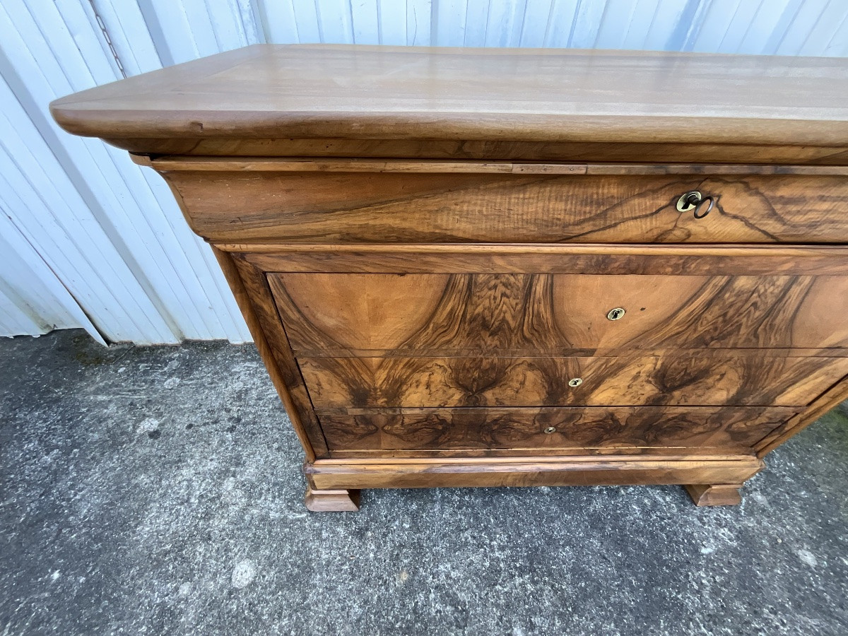 Louis-philippe Chest Of Drawers In Burr Walnut, Mid-19th Century -photo-3