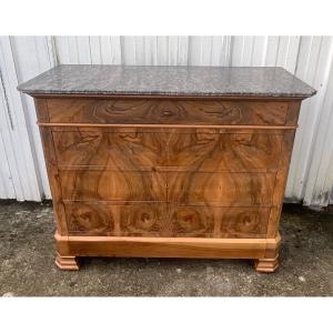 Louis-philippe Chest Of Drawers In Burl Walnut, Late 19th Century