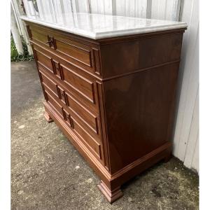 Louis-philippe Style Chest Of Drawers In Solid Walnut, 19th Century