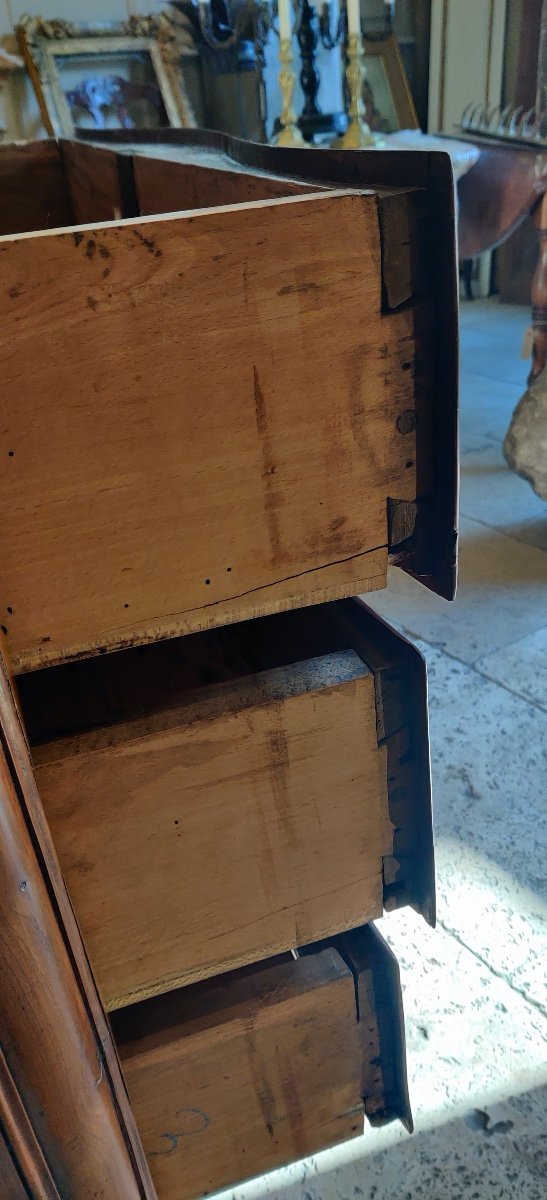 Lxv Curved Chest Of Drawers, 3 Drawers, Waxed Cherry, Late 18th Century.-photo-7