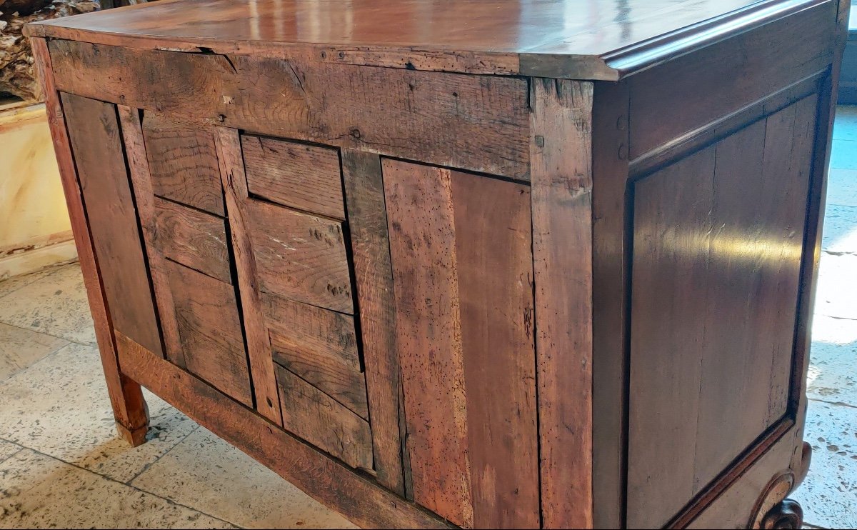 Lxv Curved Chest Of Drawers, 3 Drawers, Waxed Cherry, Late 18th Century.-photo-8