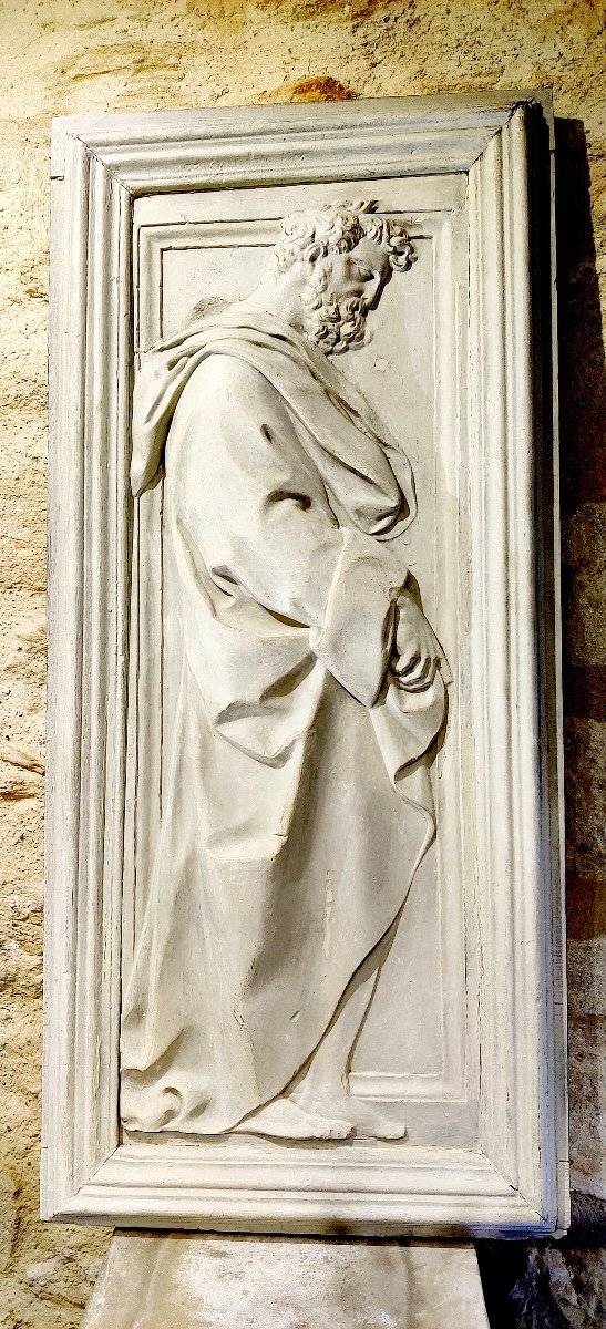 Grand panneau traité en bas-relief , plâtre patiné , XIXème