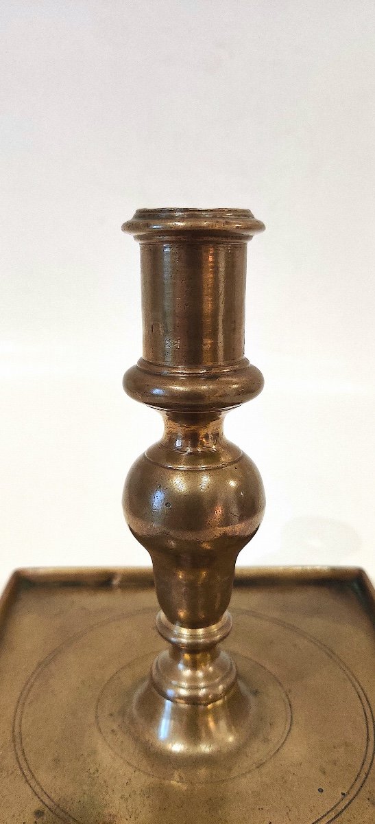 Haute Epoque Bronze Tray Candlestick, 17th Century Period.-photo-3