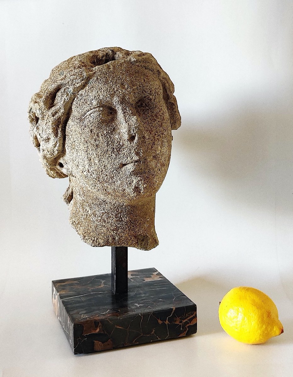 Head Of An "ancient Goddess" In Carved Stone From The Lxiv Period-photo-3