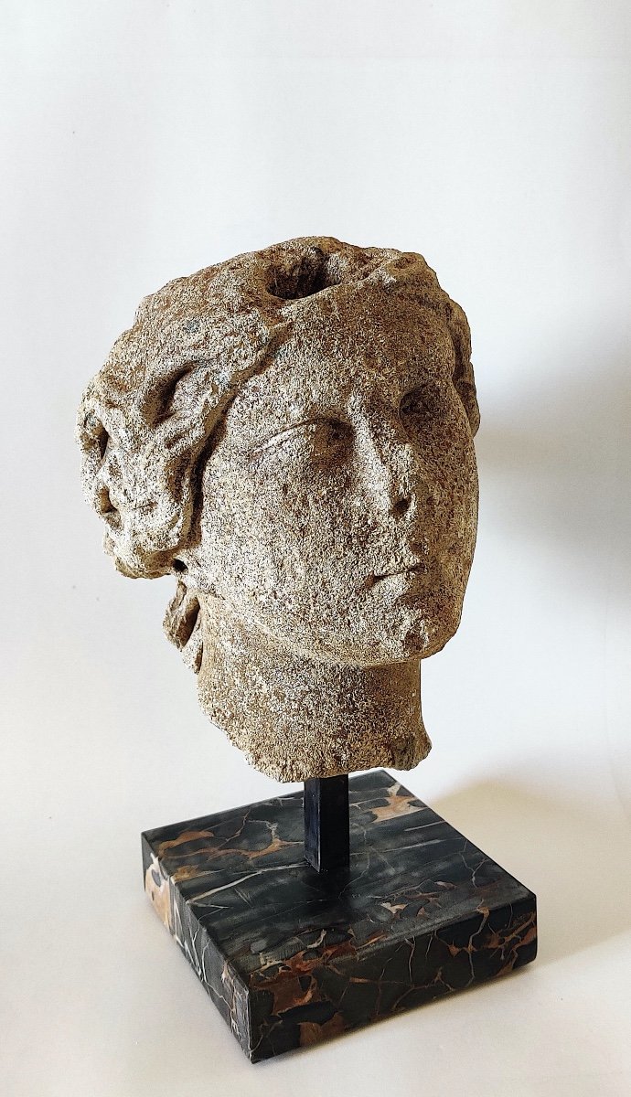 Head Of An "ancient Goddess" In Carved Stone From The Lxiv Period-photo-1