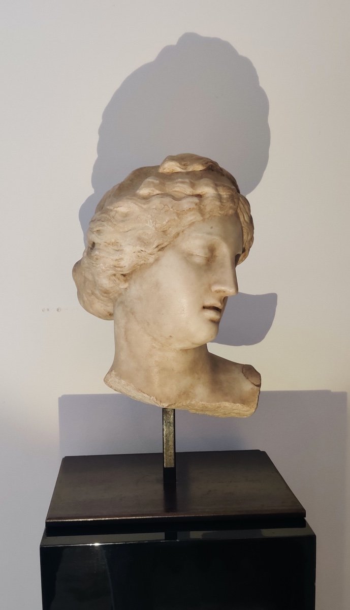 Buste néoclassique en marbre sculpté , Italie , XVIIIème-photo-1