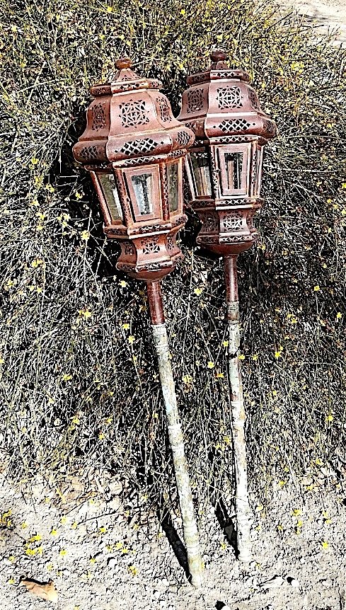 Paire de grandes lanternes de procession , Italie , fin XVIIIème-photo-6