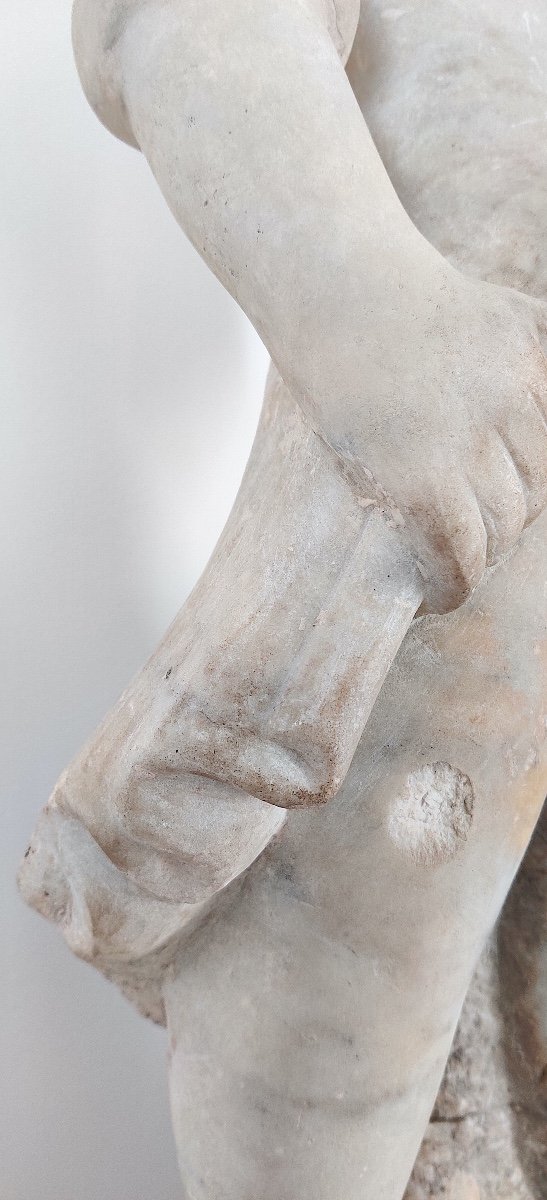 Renaissance Statue In Sculpted Marble, Tuscany, Late 16th / Early 17th Century.-photo-4