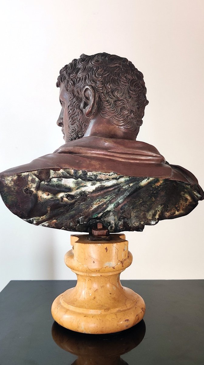 Bronze Bust On Marble Pedestal, After The Antique, Grand Tour, Italy 19th Century.-photo-2