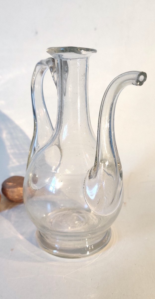 Blown Glass Oil Can From The End Of The 18th/beginning Of The 19th Century.-photo-2