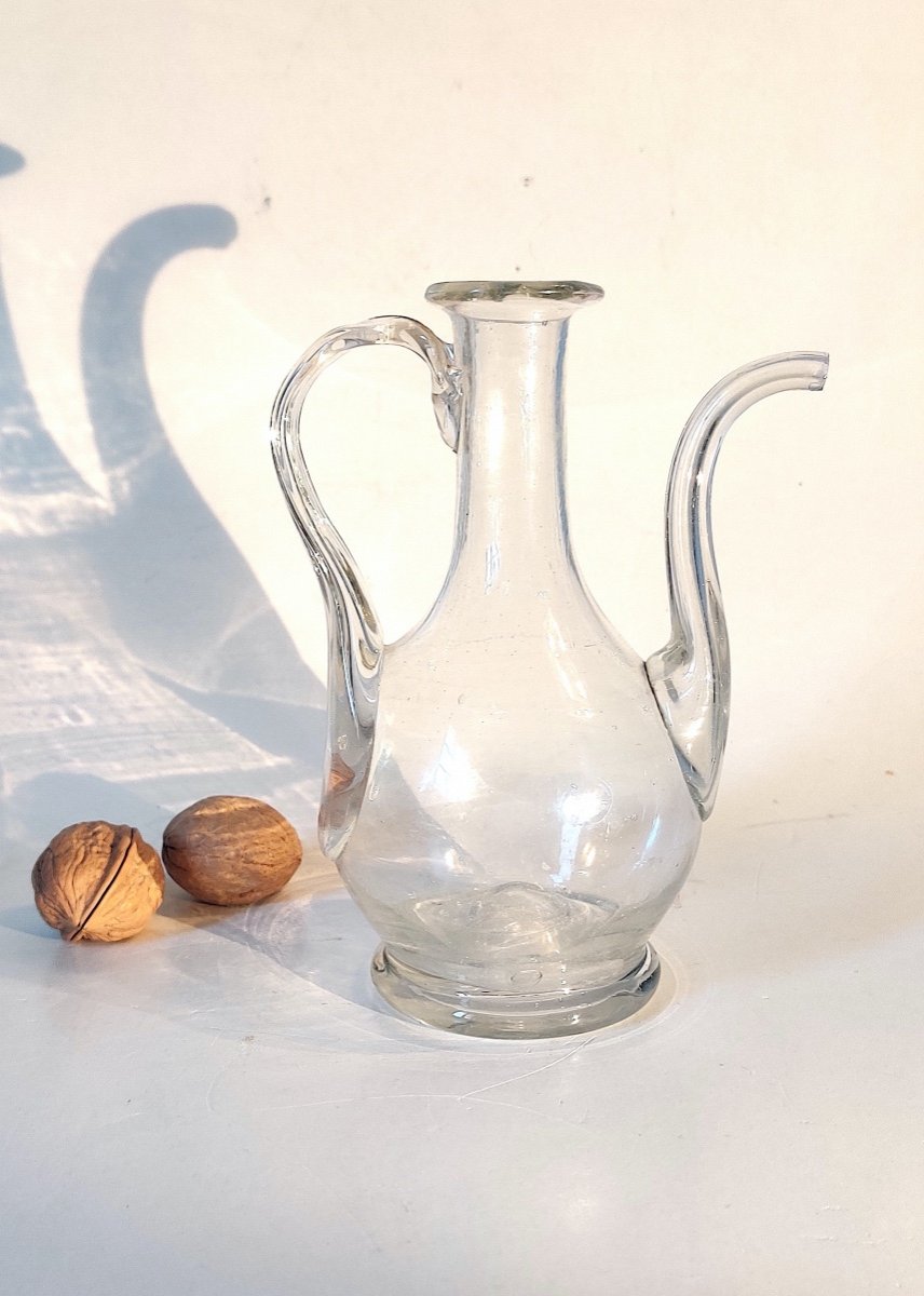 Blown Glass Oil Can From The End Of The 18th/beginning Of The 19th Century.