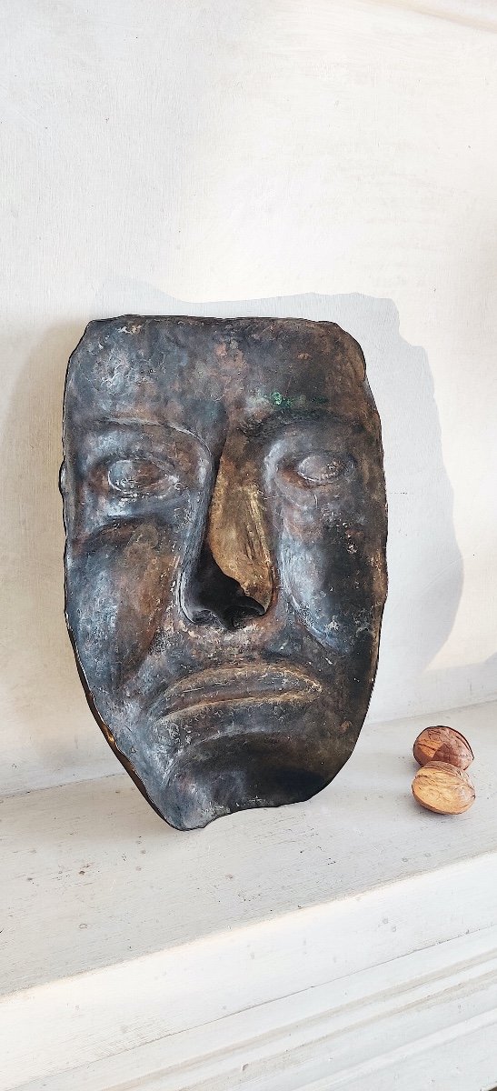 "face" In Patinated Bronze, Brutalist Art, 1950s.-photo-2