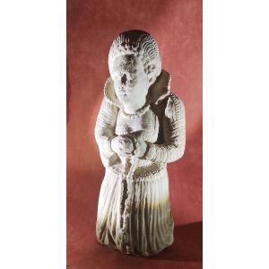 Haute Epoque Marble Sculpture "noble Lady In Prayer", 16th Century