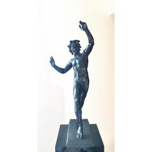 Large Bronze Sculpture After The Antique "faun Of Pompeii", Italy Late 19th Century