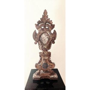 Grande monstrance en bois doré (59 CM ), Italie , début du XVIIIème