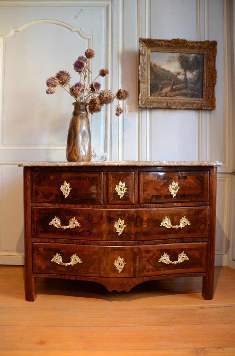 Commode en marqueterie d'époque Louis XIV.-photo-1