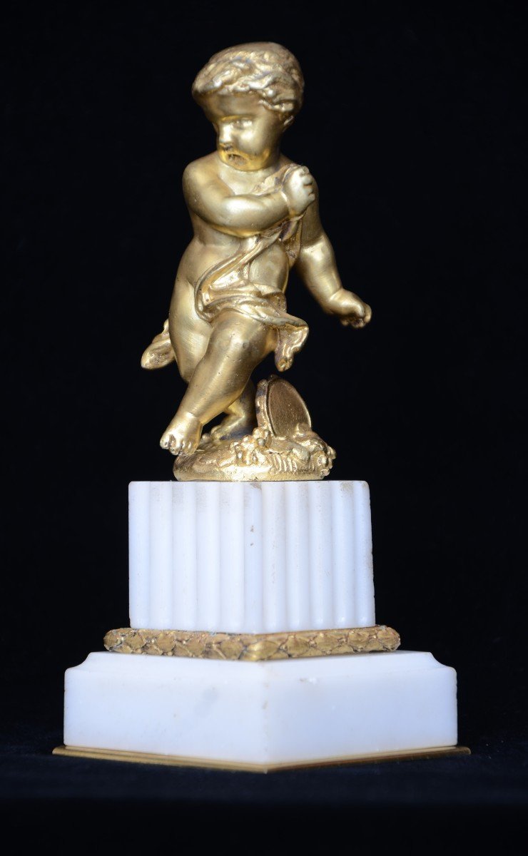 Paire de putti en bronze doré d'époque Napoléon III.-photo-2
