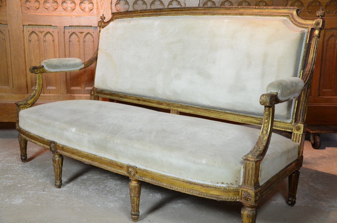 Louis XVI Style Sofa. Napoleon III Period.-photo-4