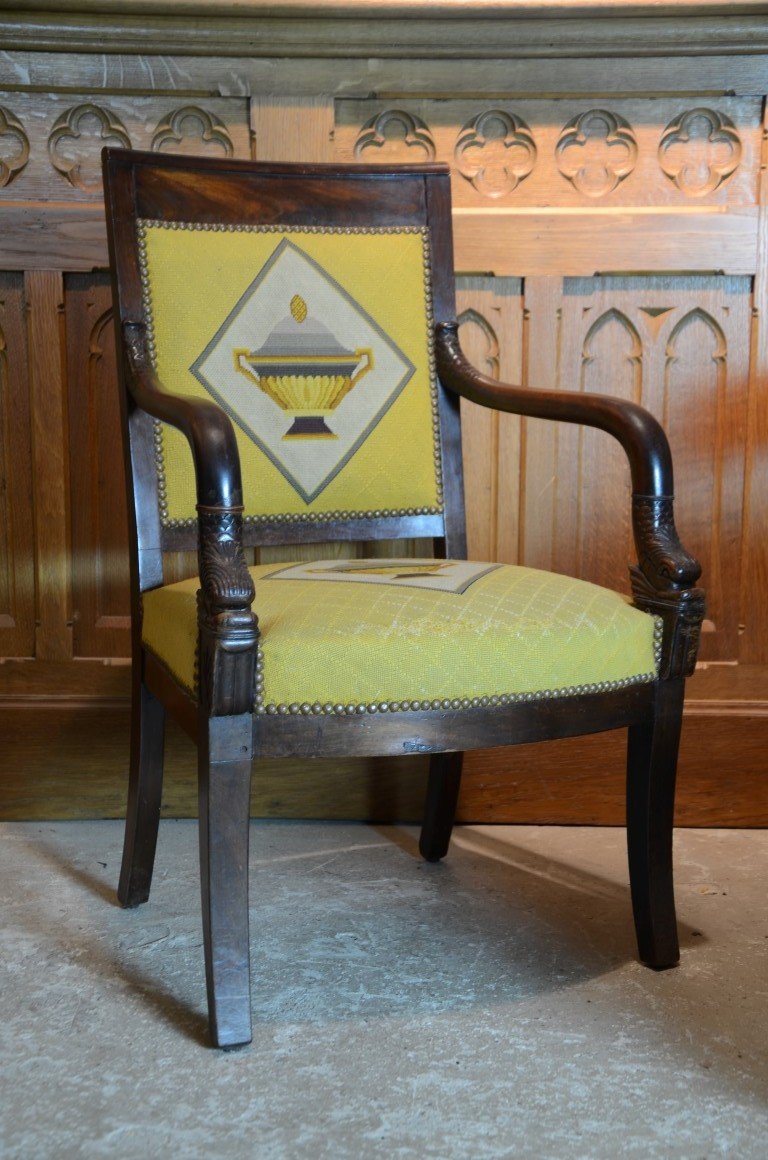 Empire Period Armchair In Mahogany.