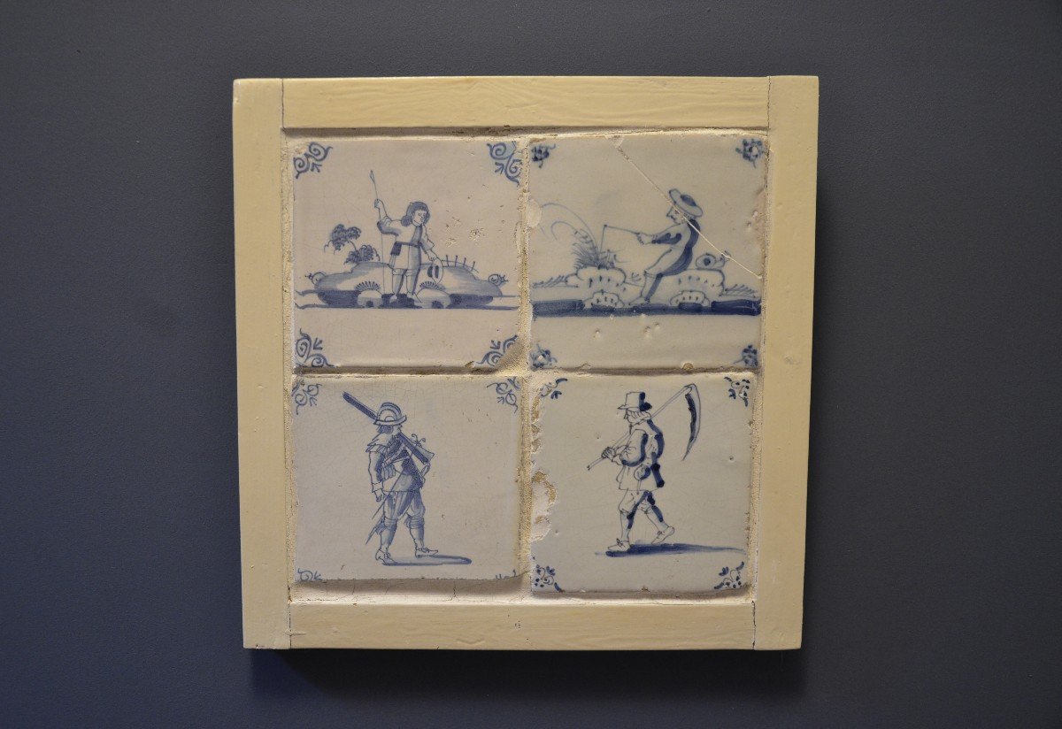 Four Tiles. Lille. Eighteenth Century.