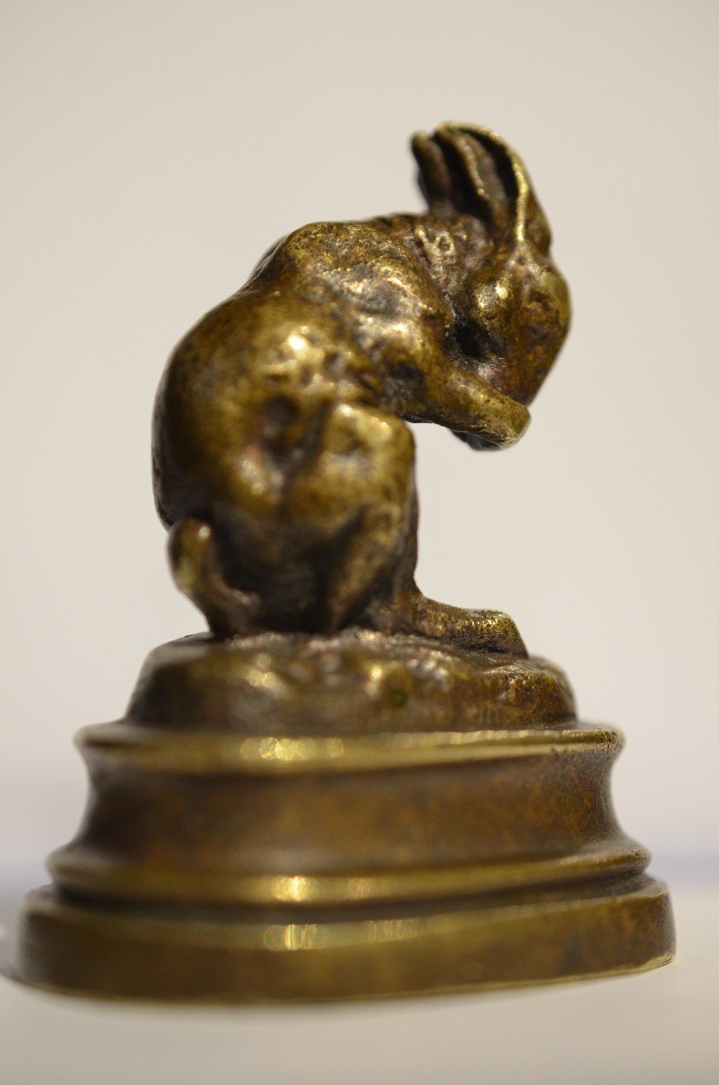 Isidore Jules Bonheur: Lapin en bronze.-photo-4