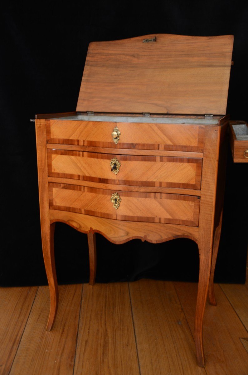 Small Curved Commode From The Louis XV Period.-photo-3