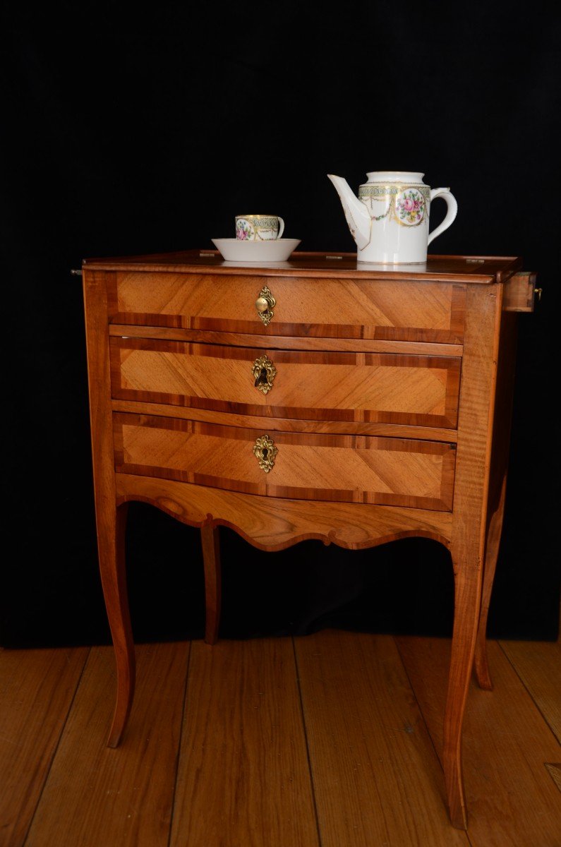Small Curved Commode From The Louis XV Period.-photo-4