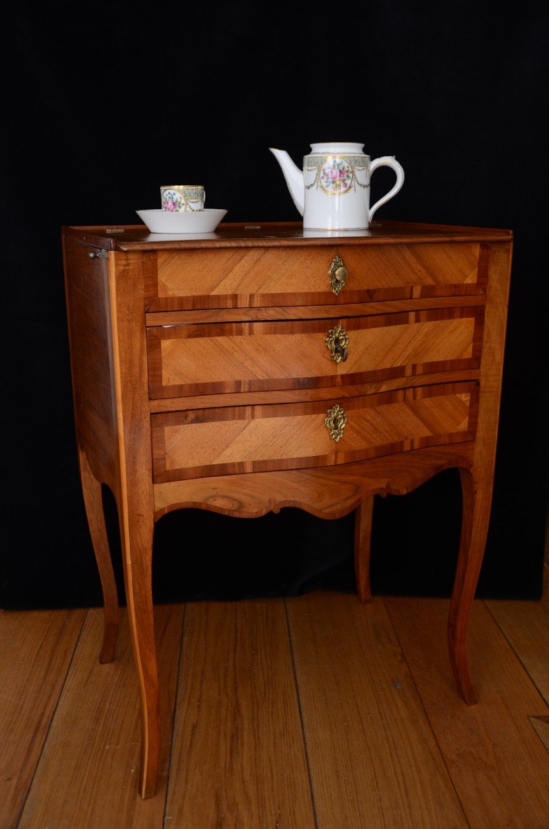Small Curved Commode From The Louis XV Period.-photo-2