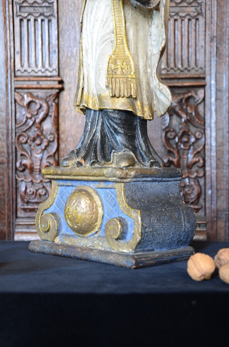 Holy Priest. Carved Wood. Louis XIV Period.-photo-3