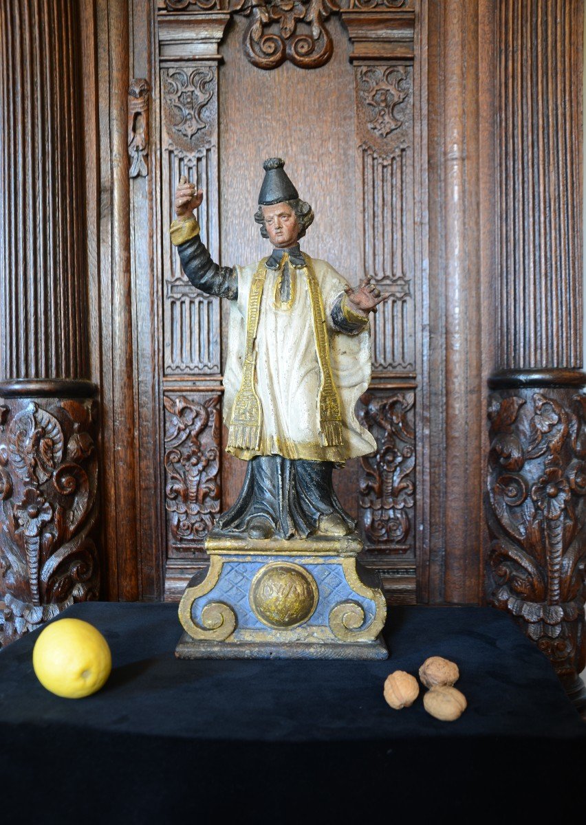 Holy Priest. Carved Wood. Louis XIV Period.