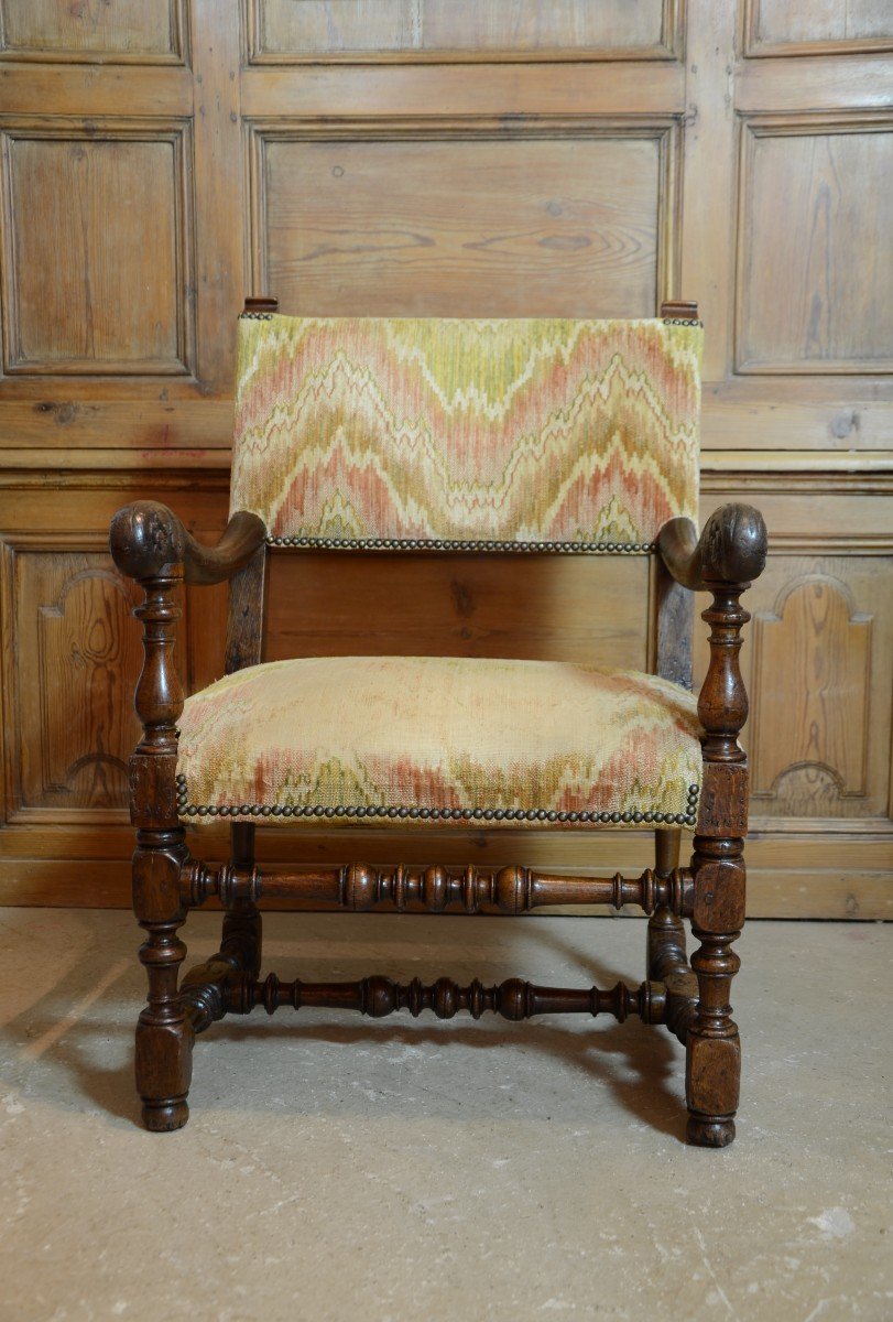 Louis XIII Period Arm Chair.-photo-3