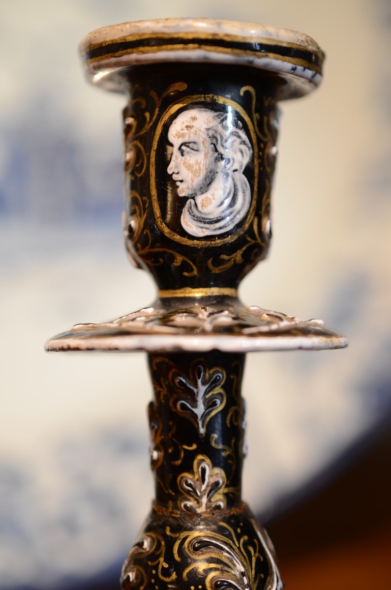 Candle Holder. Limoges Enamel In Renaissance Style.-photo-2