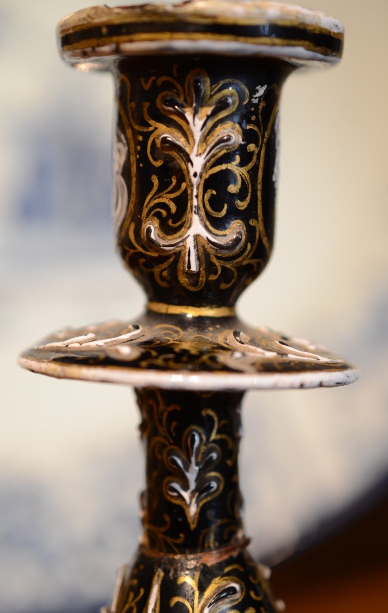 Candle Holder. Limoges Enamel In Renaissance Style.-photo-3